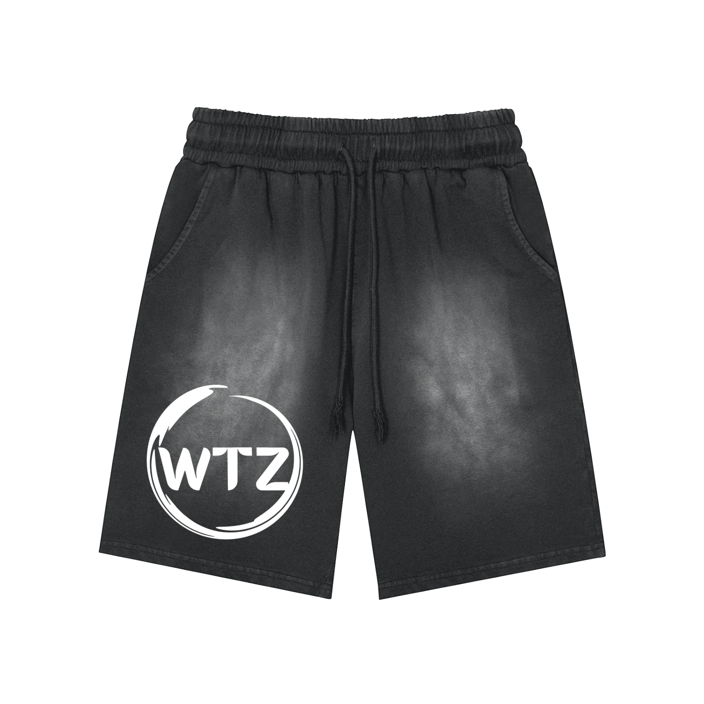 Rectangle Patch Monkey Washed Shorts - 360 GSM